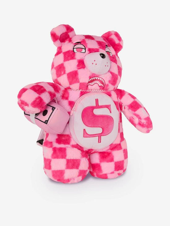 PINK FUR CHECK MONEYBEAR BACKPACK